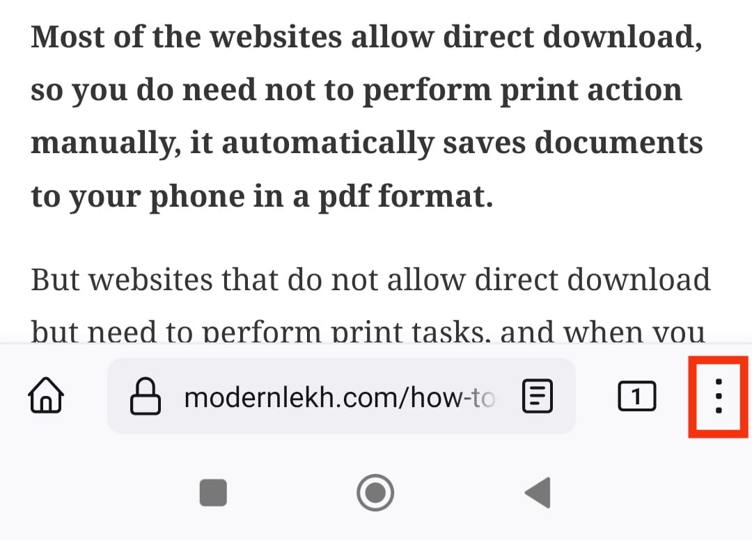 Clicking on 3-dots