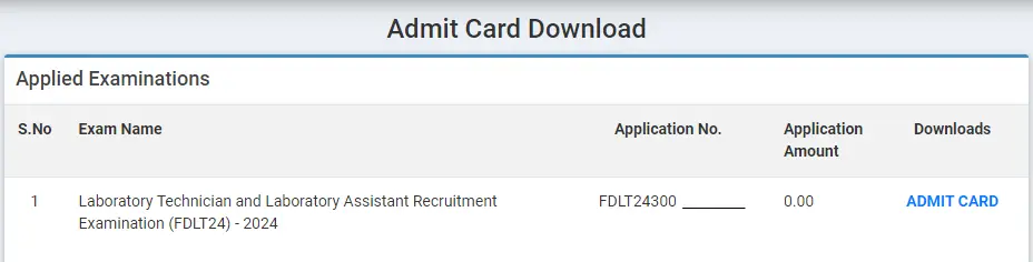 Admit Card Download